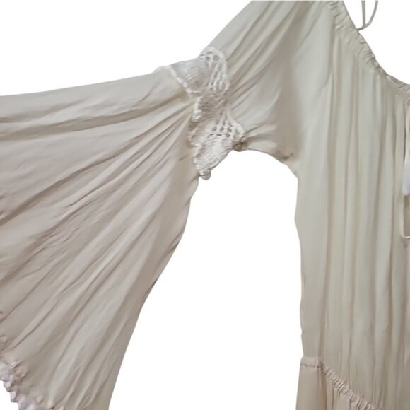 Cleobella Ivory Off-Shoulder Crochet Bell Sleeve Mini Dress - Picture 7 of 14
